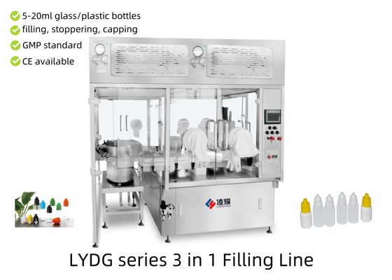 Máquina automática de llenado de gotas para los ojos con flujo laminar de la clase ISO 5, estéril y conforme a las normas GMP Solución de 5 ml a 20 ml